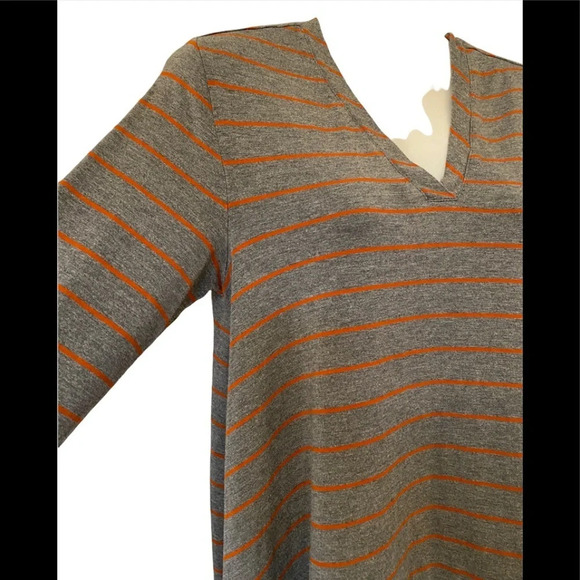 Matilda Jane Windsong Gray and Orange Stripe Tunic Top Sz M - Picture 3 of 8